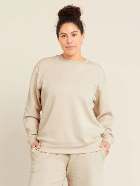 NWT Boody Bamboo Viscose Oversized Casual Unisex Crew Neck Sweater - Sand